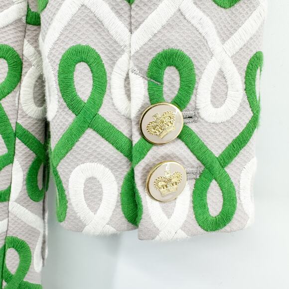 Juicy Couture Vintage Y2K Embroidered Pea Coat in Gray Green White Size Small - Picture 9 of 13